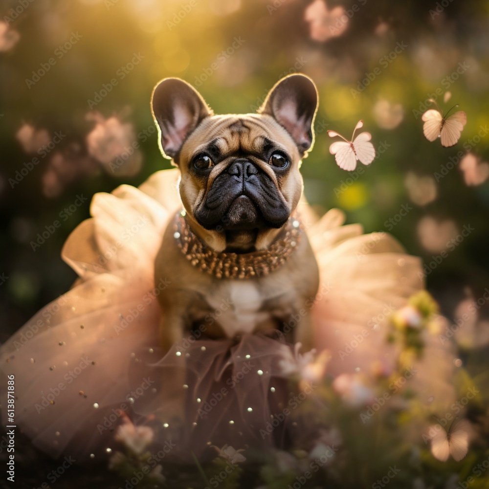 French Bulldog in princess dress