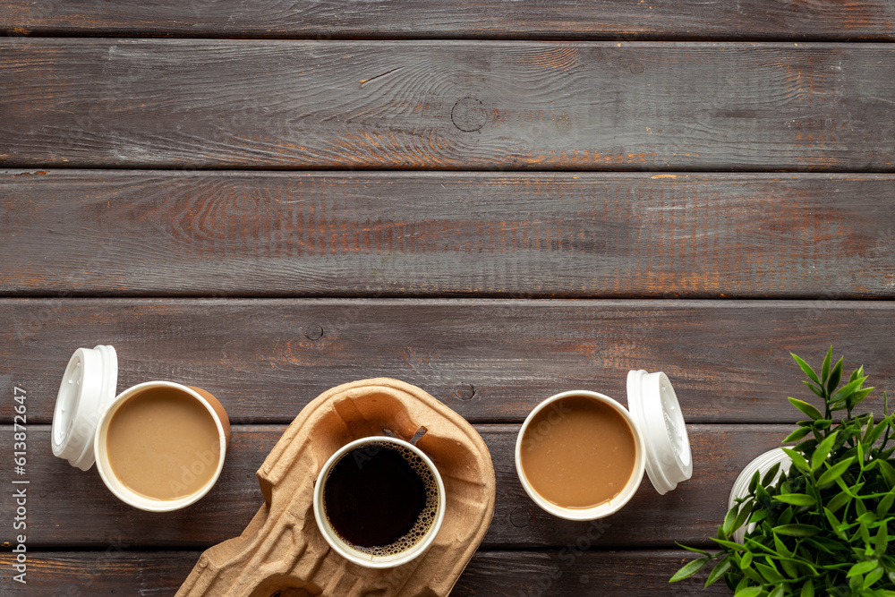 Coffee to go in many paper cups. Takeaway coffee Coffee to go in many paper cups. Takeaway coffee