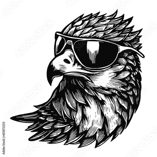 cool falcon wearing sunglasses illustration