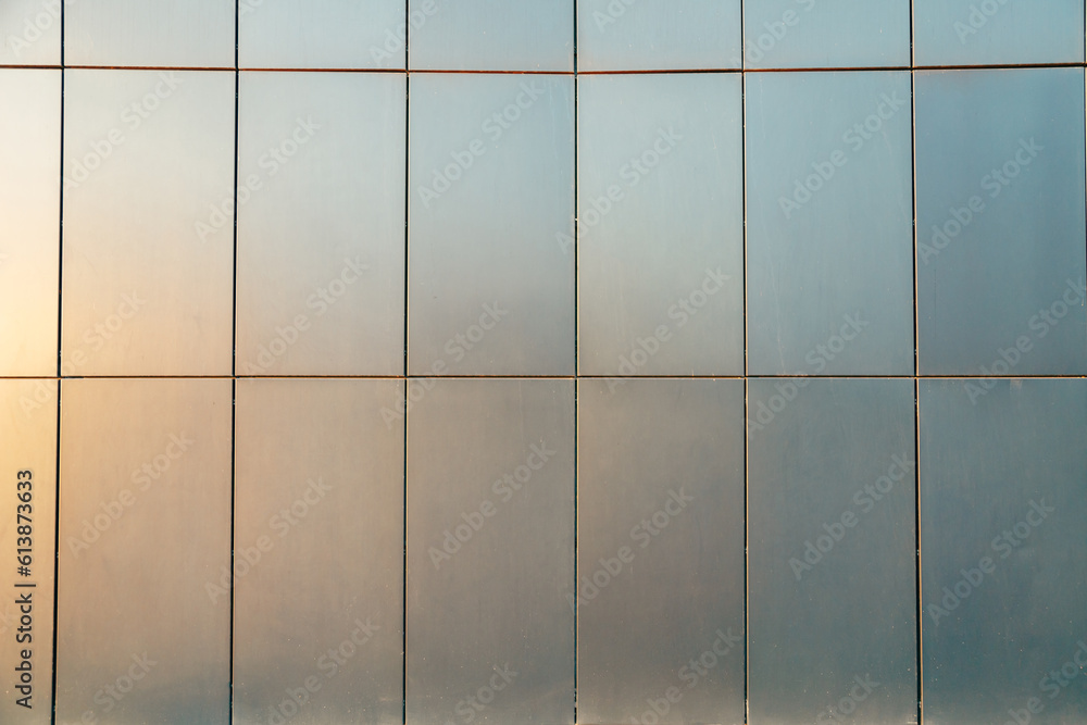 Facade Wall Metal Tiles of contemporary building. Construction archetecture texture