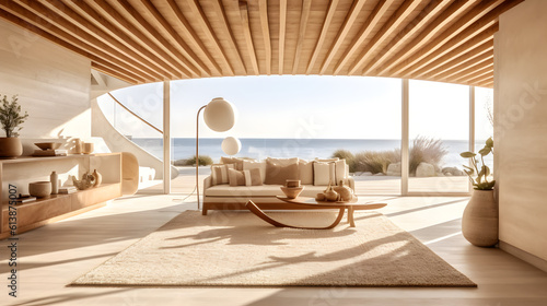 Relaxing Summer Beach House Living Room with Ocean View © Atakan