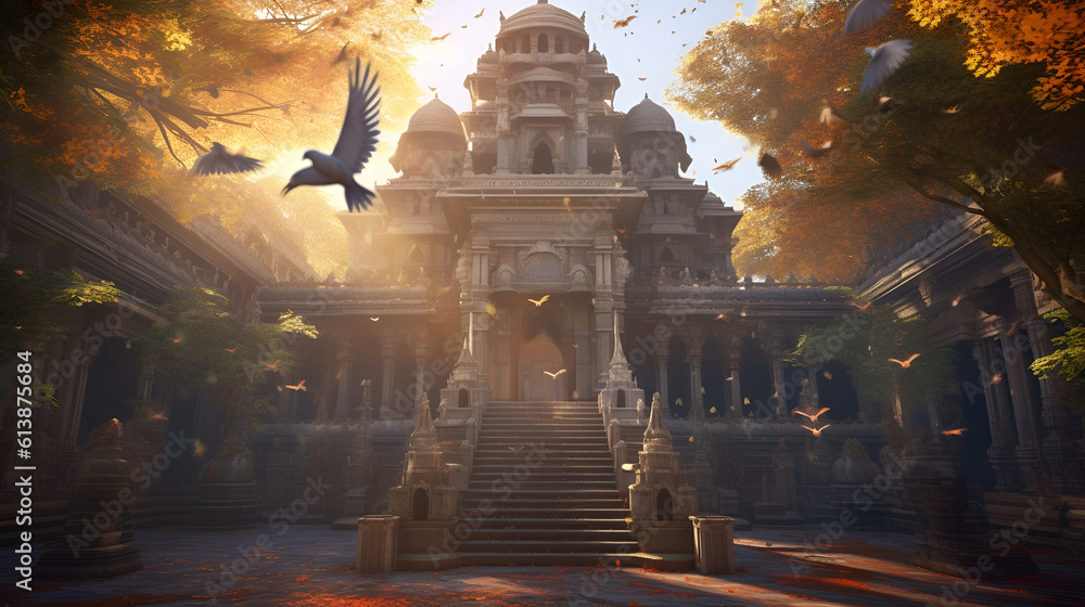 Hindu temple design, hindu temple, generated AI Stock Illustration ...
