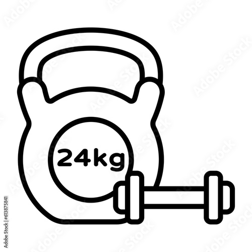 improving grip strength vector outline icon design, Healthy lifestyle symbol, Calisthenics sign Circuit training equipment stock illustration, 24kg Kettlebell with small dumbbell concept photo