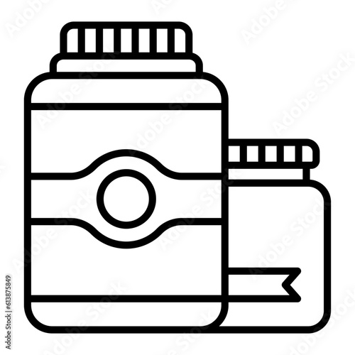 gummies and powders container color vector icon design, Healthy lifestyle symbol, Calisthenics sign, Circuit training equipment stock illustration, Dietary supplements Jar concept