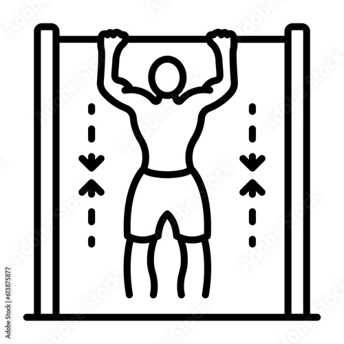joist mount or freestanding vector outline icon design, Healthy lifestyle symbol, Calisthenics sign, Circuit training equipment stock illustration, pull up bar or power tower concept