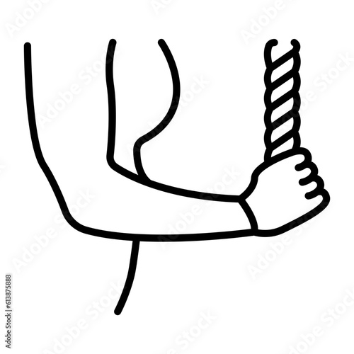 pushdowns brachii vector outline icon design, Healthy lifestyle symbol, Calisthenics sign, Circuit training equipment stock illustration, triceps rope pull downs concept