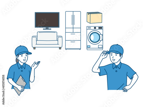 引っ越し業者、リサイクル業者のイラスト