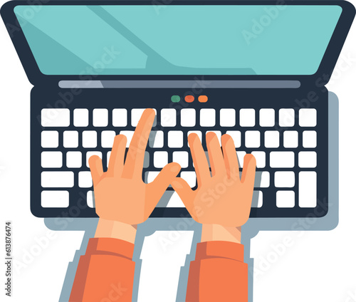 Two hands on a keyboard, typing lines of code or programming languages, concept of software development or computer programming