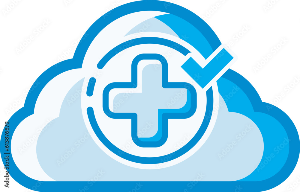 The cloud icon with the plus symbol inside, represents health, safety and replenishment. This design can be used as a decorative illustration with a cloud computing theme. The cloud icon with the plus symbol inside, represents health, safety and replenishment. This design can be used as a decorative illustration with a cloud computing theme.