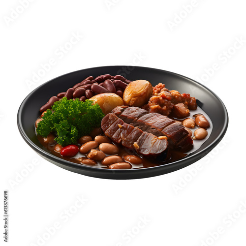 Feijoada served on a luxury plate, transparent background © Narendra
