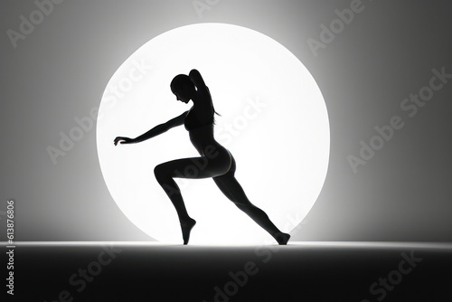 logo silhouette of a sports girl on a gray background  the concept of self-care sports generative ai