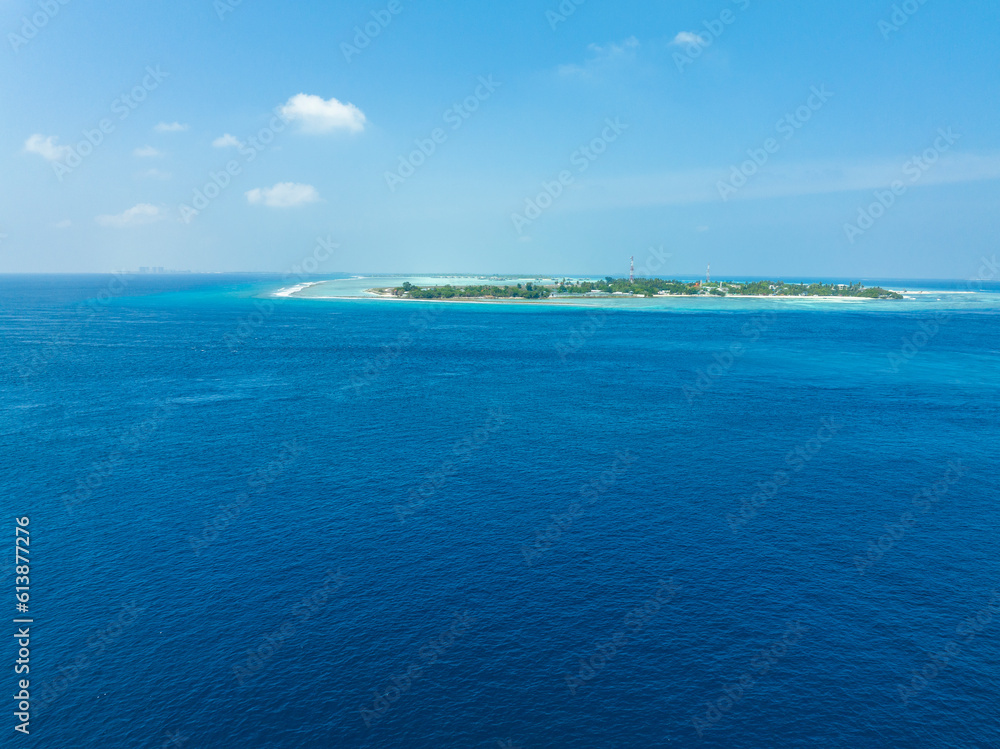 aerial view, Asia, Maldives, North Male Atoll, native island of Himmafushi