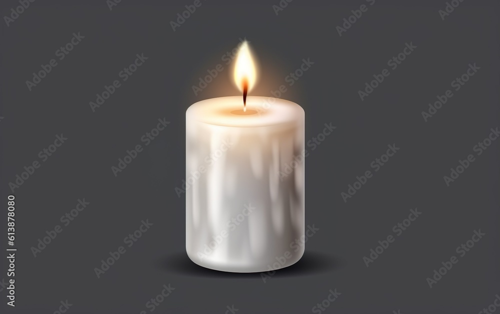 Burning candle on grey background. AI, Generative AI Burning candle on grey background. AI, Generative AI