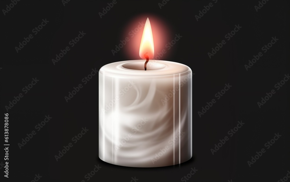 Burning candle on black background. AI, Generative AI Burning candle on black background. AI, Generative AI