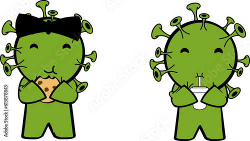 coronavirus character cartoon expressions pack colletion illustration in vector format