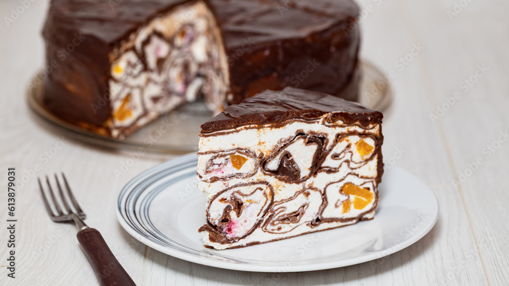 Chocolate Fruit Pancake Cake