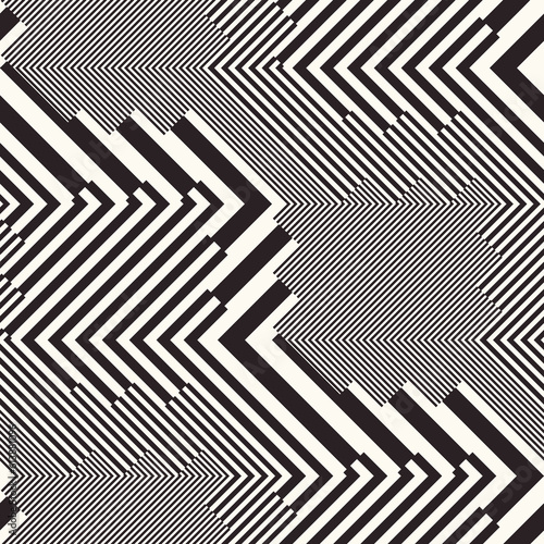 Monochrome Moiré Effect Textured Zigzag Pattern
