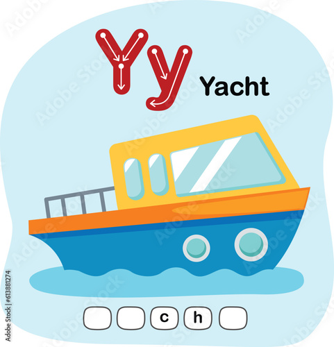Illustration Isolated Alphabet Letter Y-Yacht