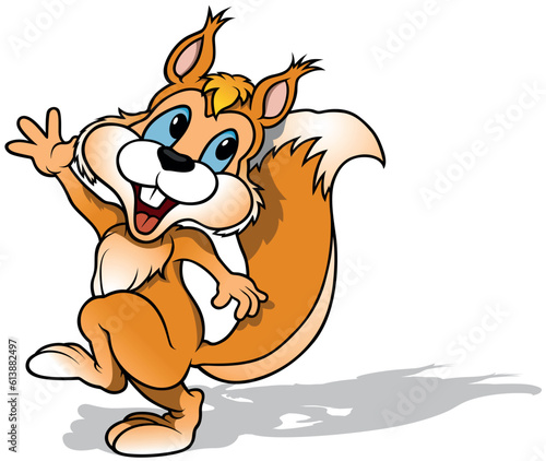 Orange Happy Squirrel with Big Smile Dancing