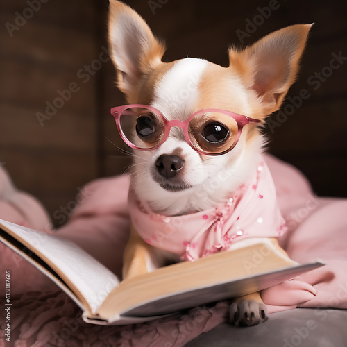 chihuahua leyendo © Natalia