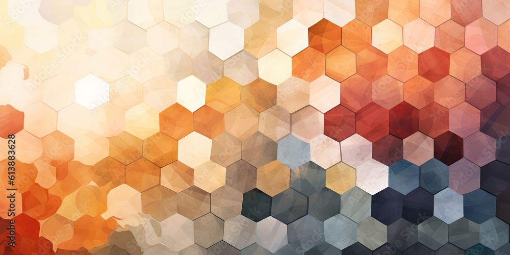 AI Generated. AI Generative. Geometric abstract hexagons pattern decoration background. Inspired by honey bee beecombs.  Graphic Art - obrazy, fototapety, plakaty 
