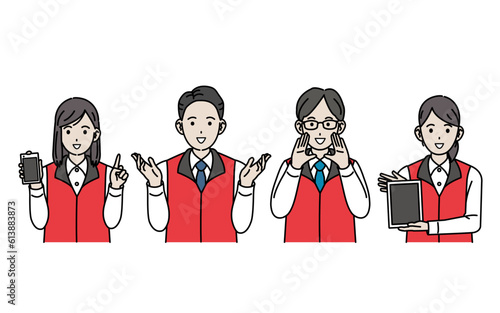家電販売店員のスタッフ男女のイラスト