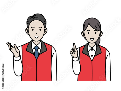 家電販売店員のスタッフ男女のイラスト