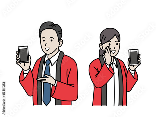 家電販売店員のスタッフ男女のイラスト