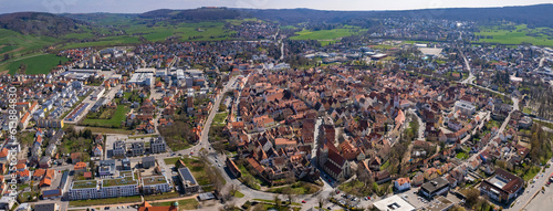 Aerial view of the city Wei  enburg on a sunny day in early spring. 