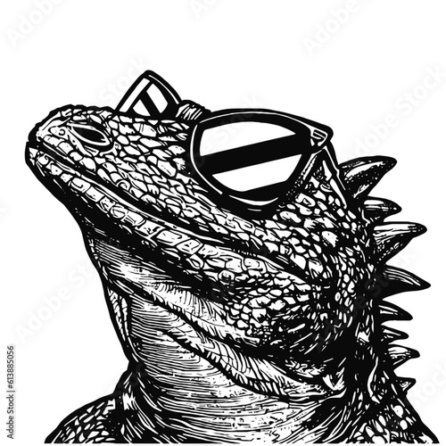 lizard wearing sunglasses sketch