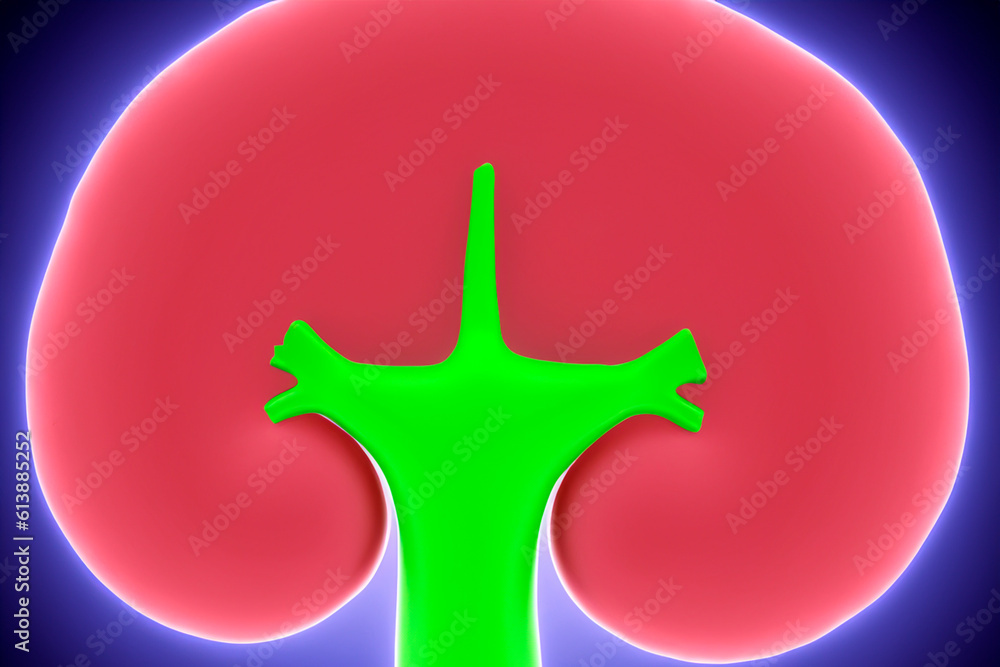 Kidney. Human kidney cross section. Menschliche Nieren. Human kidney