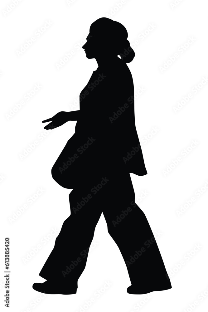 Woman silhouette vector on white background ,people in black and white, illustration for creative content.