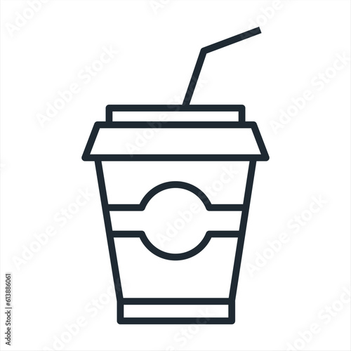flat design soft drink disposable cup icon vector illustration