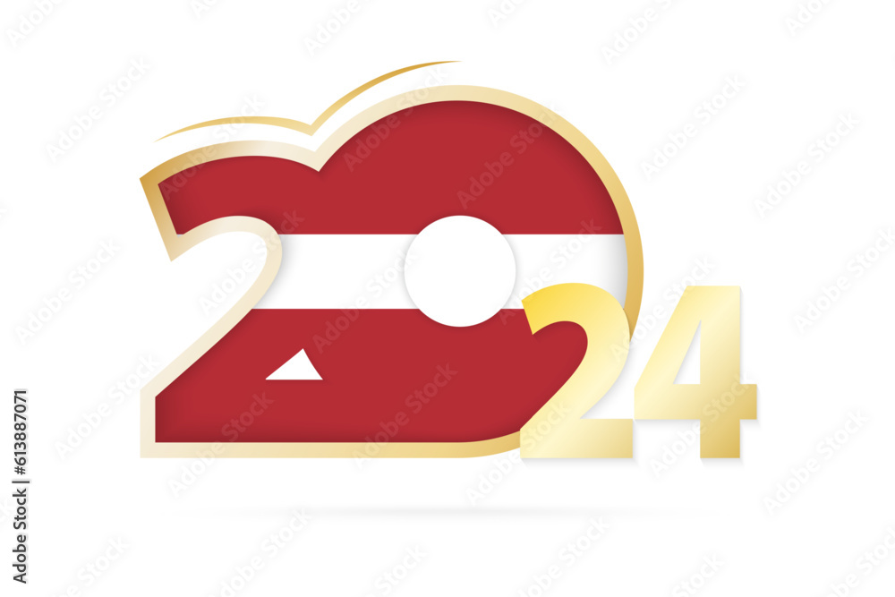 Year 2024 with Latvia Flag pattern. Year 2024 with Latvia Flag pattern.