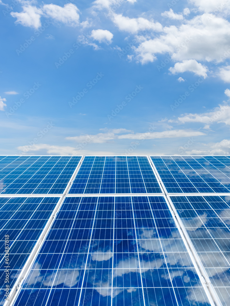 Solar panels and sky clouds on a sunny day Solar panels and sky clouds on a sunny day