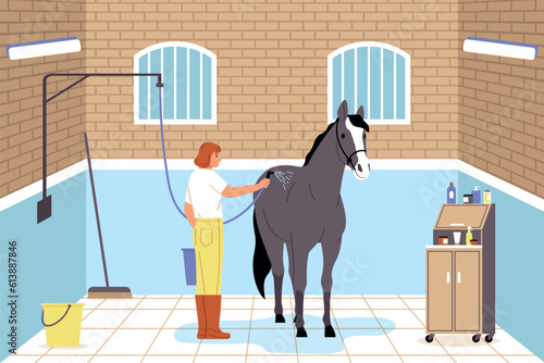 Horse And People Flat Composition