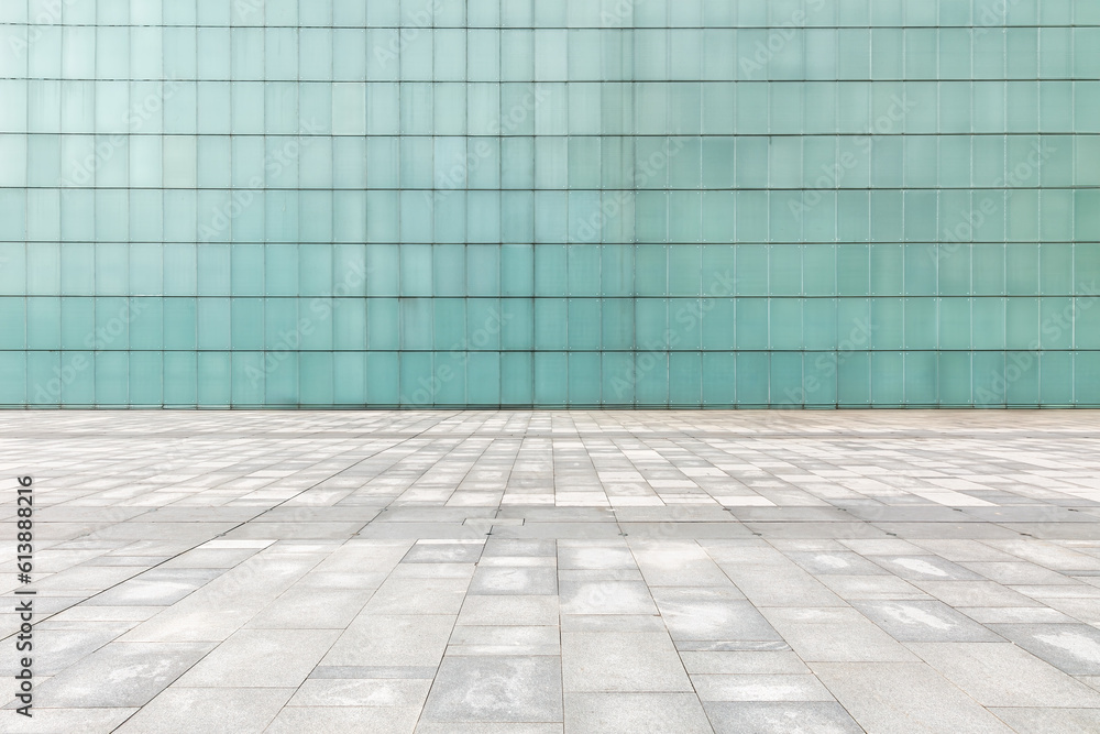 Square pavement and wall building background