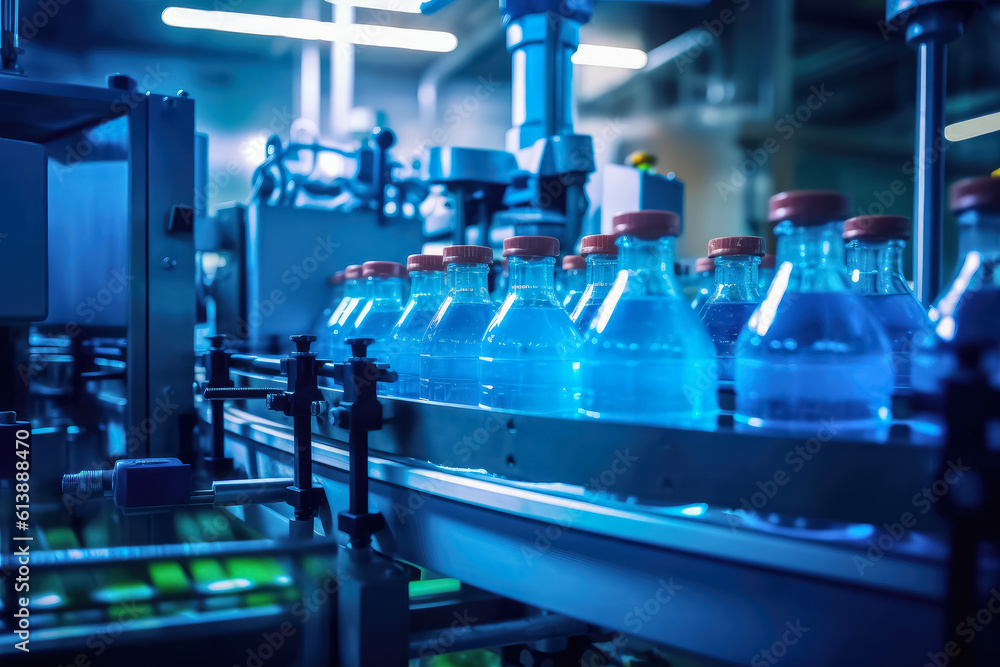 Conveyor belt , Beverage factory of fruit juice product for processing and bottling , Generative Ai Technology Conveyor belt , Beverage factory of fruit juice product for processing and bottling , Generative Ai Technology
