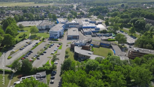 Aerial Orbit Around Small Hospital in Dutch Town Stadskanaal, Treant Hospital photo