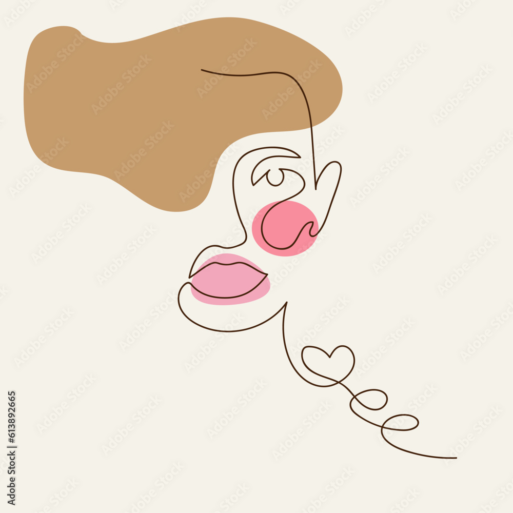 young face in one line style young face in one line style