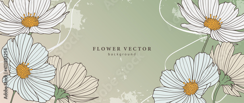 Delicate green floral background with daisies. Floral background for decor, wallpapers, covers, cards and presentations. Floral print. Floral background for text and photo