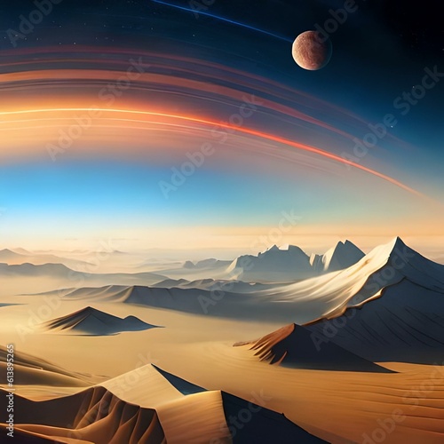 Wallpaper Mural sunrise over the desert in other planet Torontodigital.ca