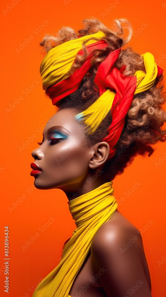 Naklejka premium An illustration of a fashion portrait combined with abstract art., AI Generated