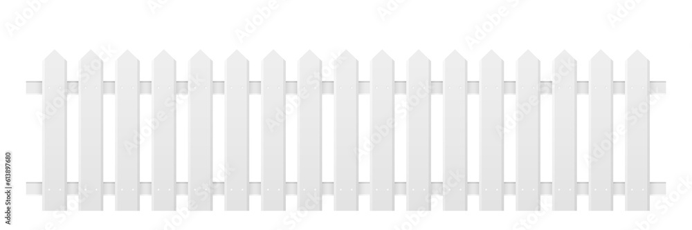 White wooden long fence on white background with parallel plank new. Vector illustration White wooden long fence on white background with parallel plank new. Vector illustration