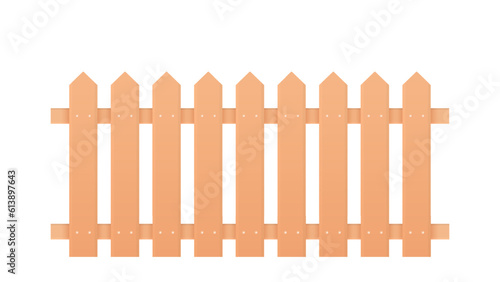 Brown wooden long fence isolated on white background with parallel plank old. Vector illustration