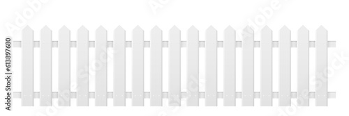 White wooden long fence on white background with parallel plank new. Vector illustration