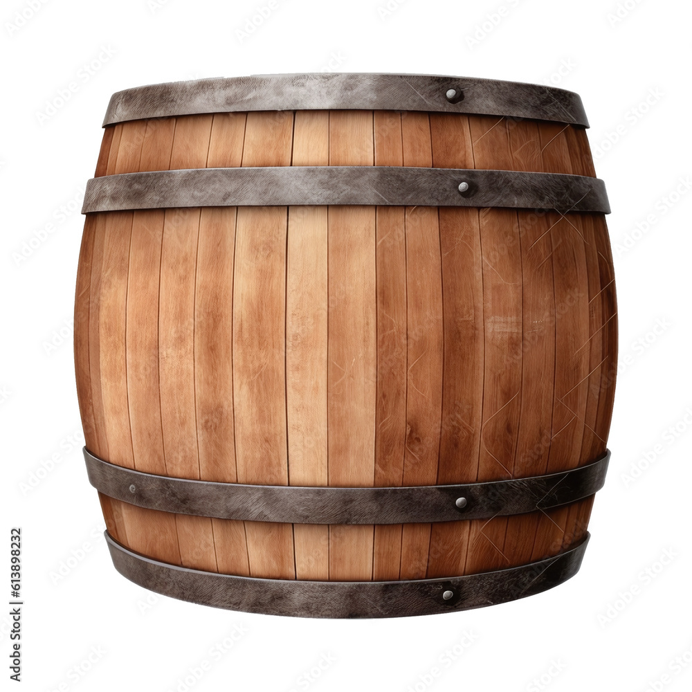 Fototapeta premium Wooden barrel isolated on a white background