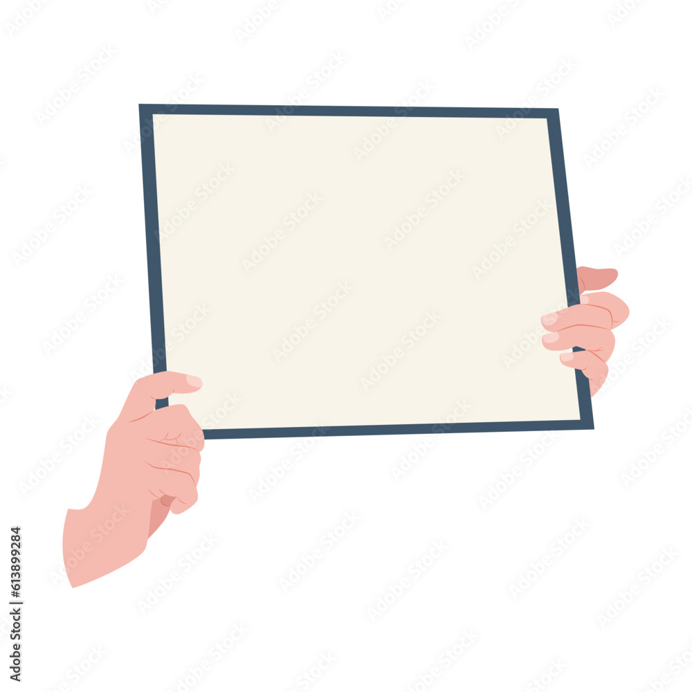 Frame for a certificate, diploma or photo in hand. Simple vector illustration isolated on white background. Frame for a certificate, diploma or photo in hand. Simple vector illustration isolated on white background.