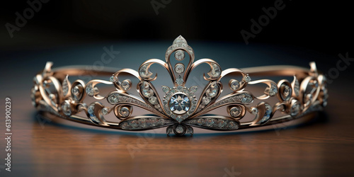 Royal tiaras for queens and crown princesses encrusted with diamonds, generative AI