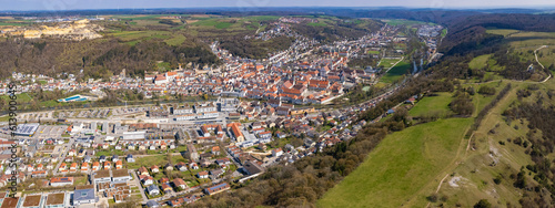 Aerial view around the old town center of the city Eichstätt in Germany